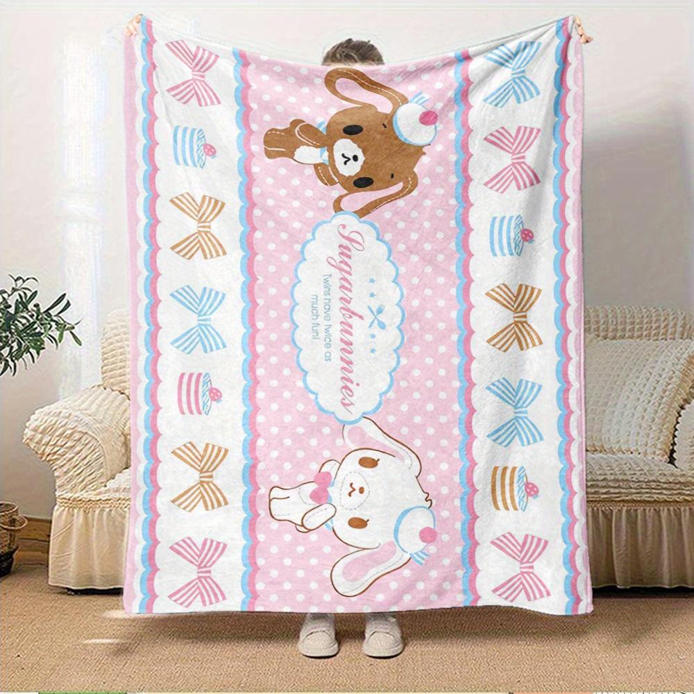 1pc Flannel Bunnies, Twins, FunThrow Blanket, Cartoon Truck Pattern Printed Blanket, Warm Cozy Soft Blanket For Couch Bed Sofa Car Office Ca