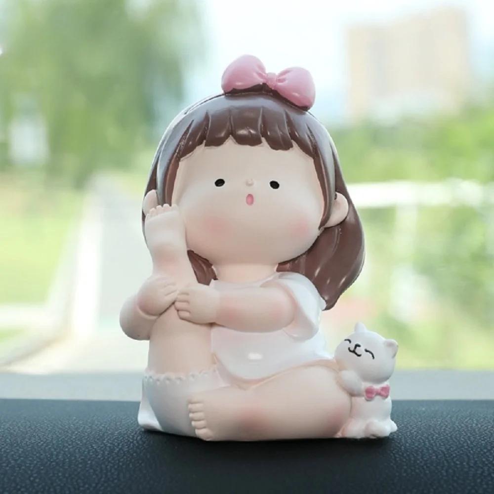 Cartoon Cute Yoga Little Cute Girl Sports Girl Car Ornament Birthday Cake Baking Decorations Student Gift