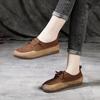 Spring and Summer New Retro First-layer Cowhide Women's Shoes Contrasting Color Splicing Genuine Leather Casual Shoes Flat-bottomed Travel Shoes