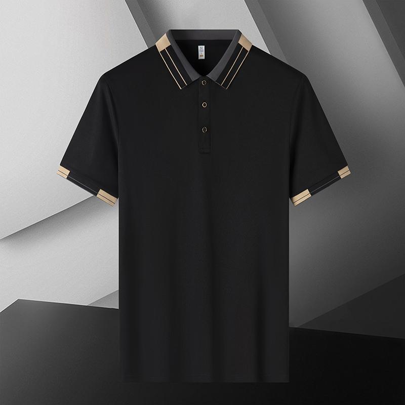 Camisa Polo para Hombre Top Camiseta Manga Corta Camisa Polo Cuello Ice Silk Secado Rápido de Gama Alta