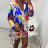 Fashion Womens Tie Dyeing Print Coat Outwear Sweatshirt Hooded Jacket Overcoat