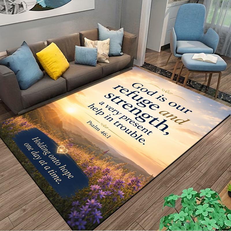 Christian Bible Verse Carpet Set Psalm 46:1 Carpet Set (1 Duvet Cover, 2 Pillowcases, Duvet Not Included)
