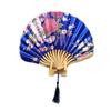 Shell Fan No Burr Non-breakable Festival Gift with Tassel Decorative Vintage Style Floral Print Kimono Japanese Style Hand Fan Home Supply