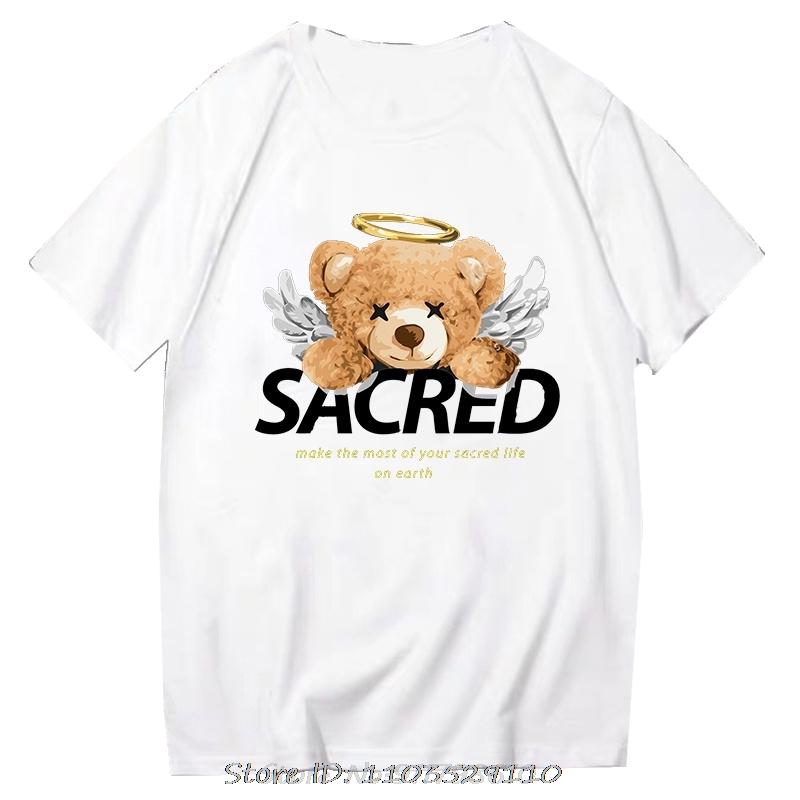 Teddy Bear Tshirt Cool Robotic Graphic Tops Harajuku Cartoon Streetwear Fitness Clothes Casual Fashion Tee Roupas Masculinas
