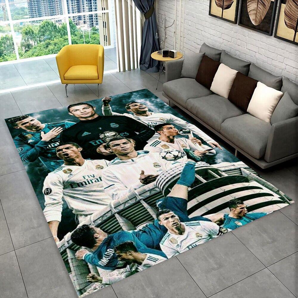 Tappeto CR7 Capra Ronaldo Stella del Calcio per Stanza dei Giochi Camera da Letto Soggiorno Divano Arredamento Casa, Tappeto per Area Bambini Tappetino Antiscivolo Regalo