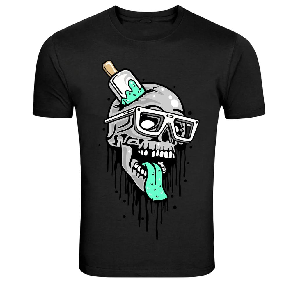 Melting Skull Popsicle Brain Freeze Horror Graphic T-Shirt