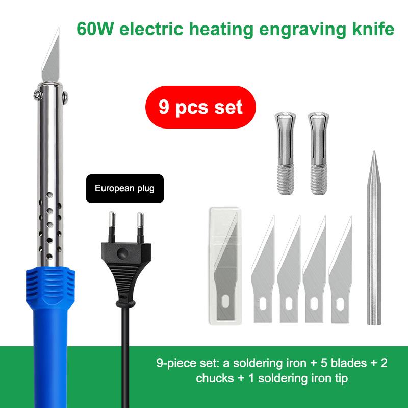 1/3/9/10Pcs Electric Hot Knife Cutter Kit With Soldering Iron For Carving Plastic Vinyl US EU Plug Multipurpose Diy Tool Set