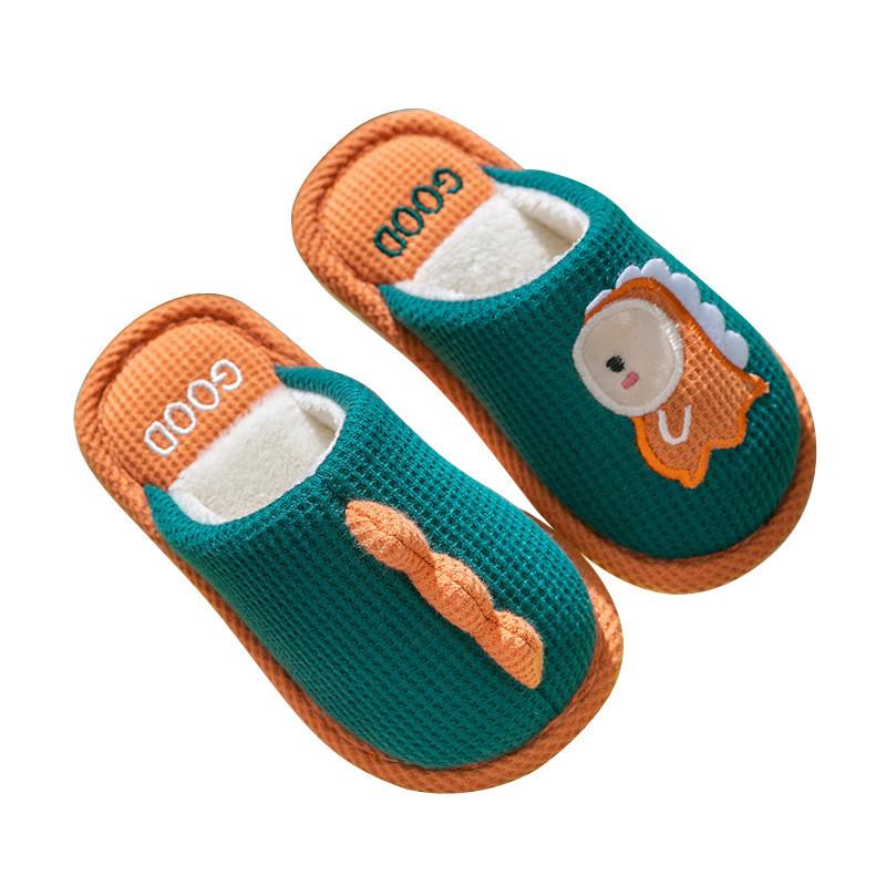 Dinosaur Childrens Cotton Slippers With Plush Interior For Indoor Warmth And Comfort