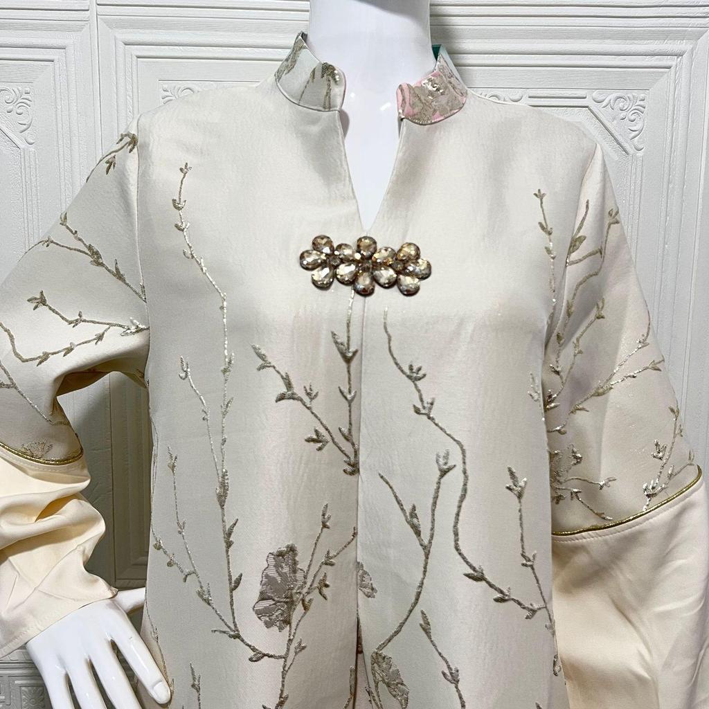 Luxuriöses Dubai Arabisch Muslimisches Besticktes Farbverlauf Langes Gewand