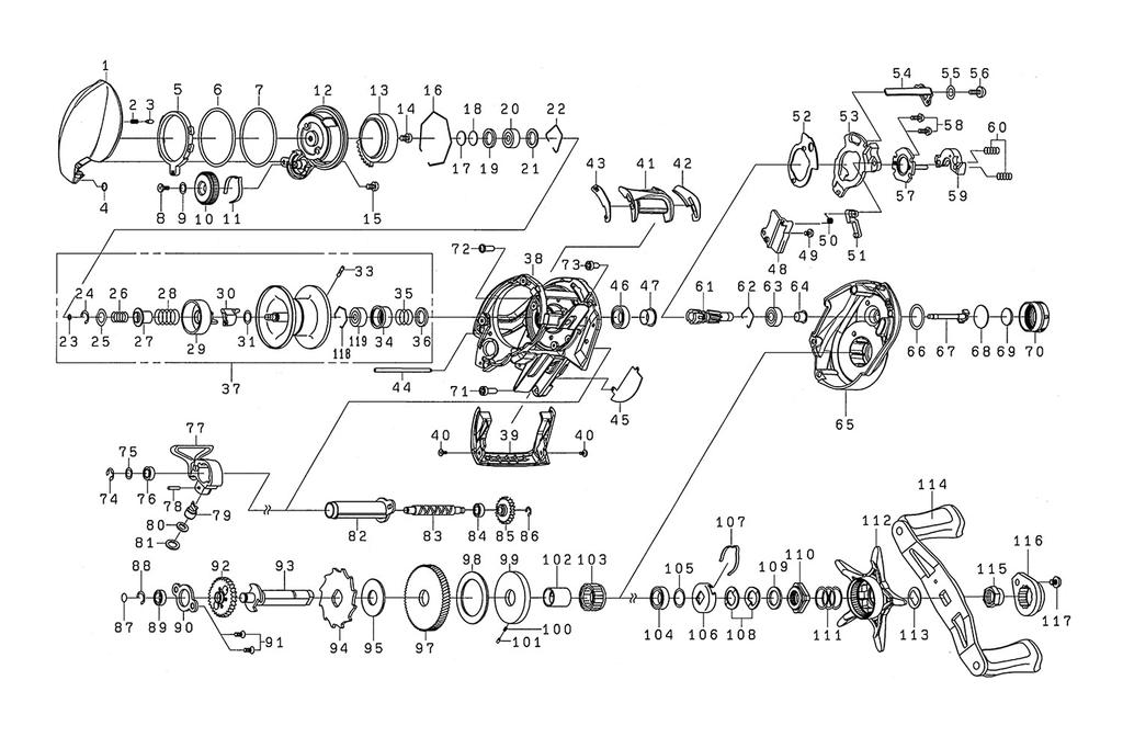 Genuine Daiwa Handle Knob for 21 Zillion SV TW Part Number Part Code 1H1711 (DAIWA) 1000H, 202,