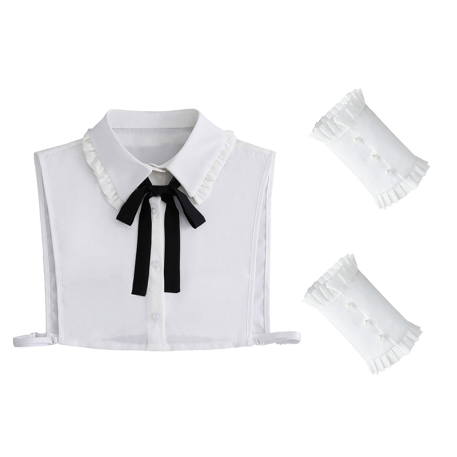 

Элегантный рубашечный воротник-бабочка с оборками, полурубашка с манжетами, съемный комплект рукавов, аксессуары для одежды для женщин белый