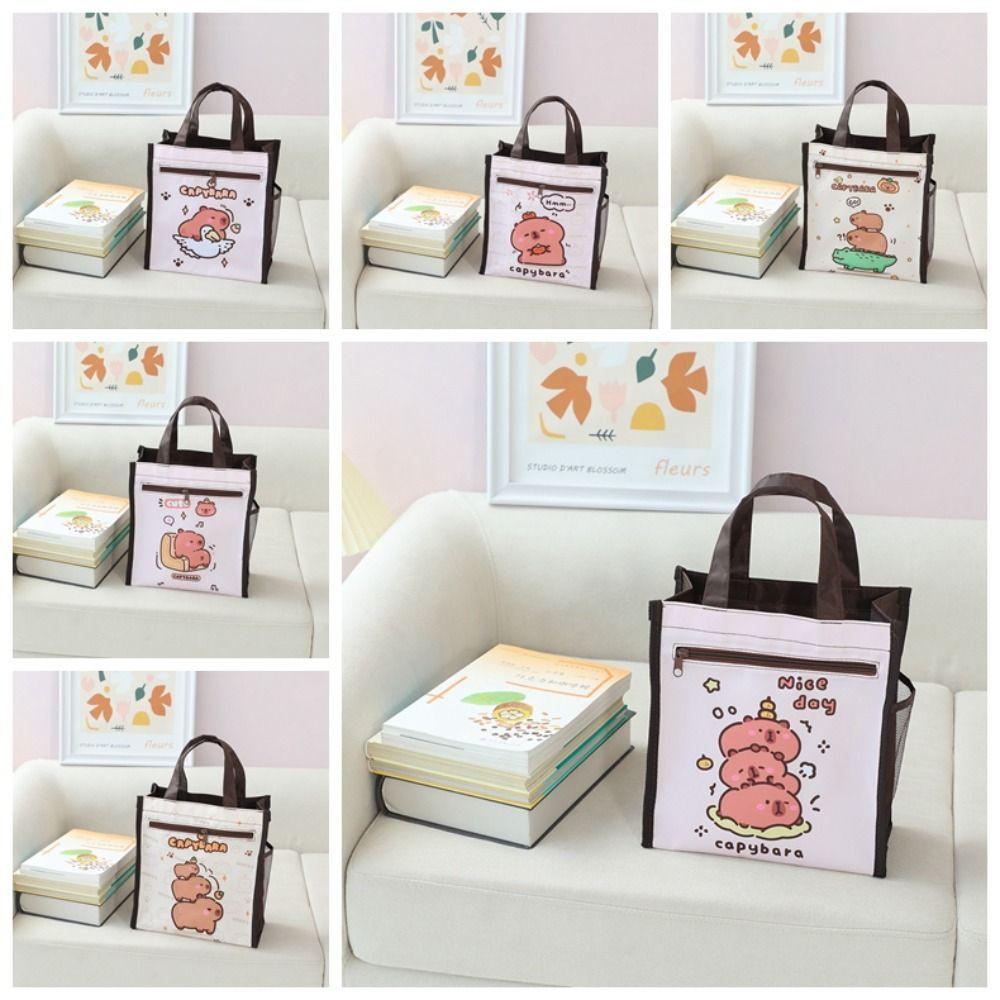 Large Capacity Capybara Handbag Double Layered Cartoon Storage Bag Children Tutoring Bag  Daily