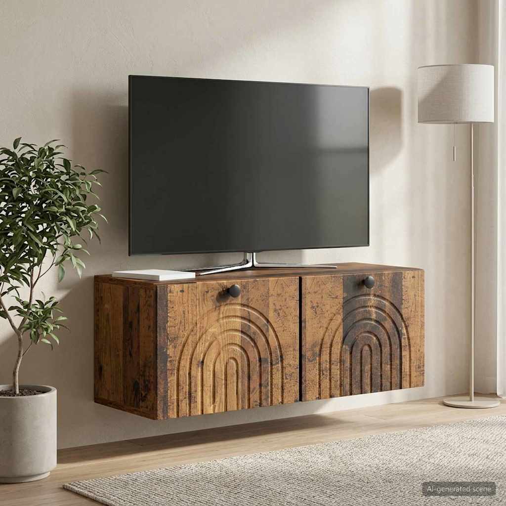 Wall Mounted TV Cabinet Reclaimed Wood Look 78.5 X 31 X 30 Cm