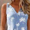 V-Ausschnitt, Knöpfe, Ausschnitte, ärmellose Weste, süßes Damen-Tanktop mit Kokosnussbaummuster