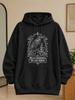 Unisex Hoodie Hello Darkness My Old Friend Gothic Raven Graphic with Roses Bats Ornate Frame and Steaming Cup in Detailed Monochrome Art