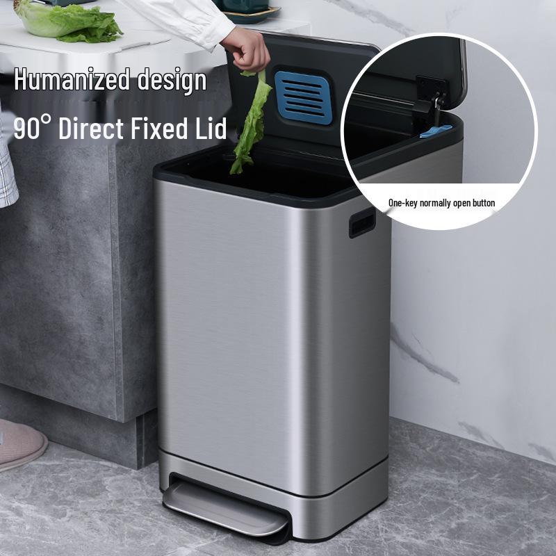 Stainless Steel Pedal Trash Can with Lid for Kitchen, Living Room, Office - Large Size Commercial Bin