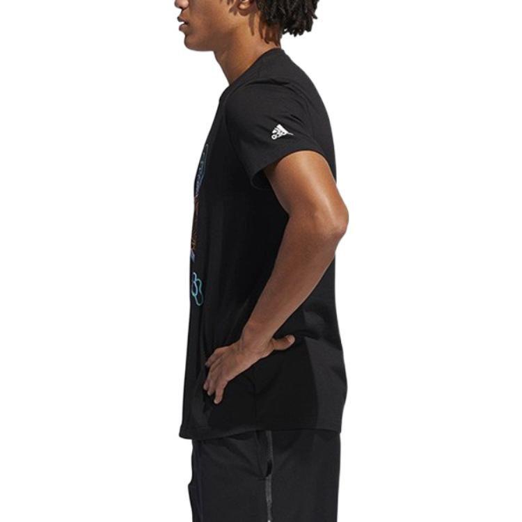 adidas T Shirts Men's Black Crew Neck Moderate Straight Fit DX0302