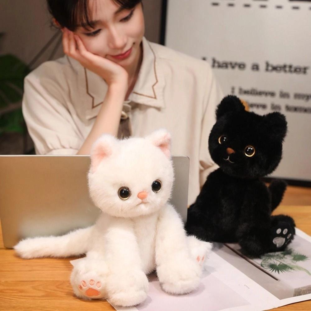 Sitting Cat Plush Toy Big Eyes Soft Cat Plush Pillow Cute Animal Plush Doll  Children