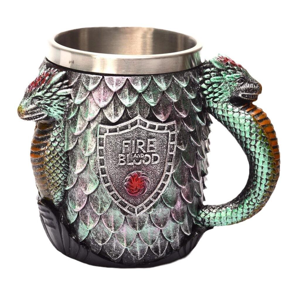 Resin Stainless Steel Cup Dragon Skull Modeling Mug Goblet Home Decoration Ornament