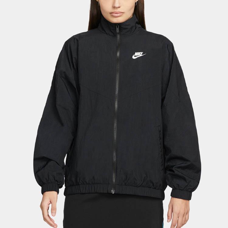 Nike SS23 Embroidered Logo Zip Jacket Women Outerwear Black DM6185-010