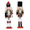 Natural Wood Nutcrackers Statue Ornament 30cm Tall Bagpipe Drummer Soldier Figure Home Decoration For Family Festivities