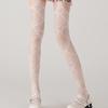 Women Gothic Fishnet Mesh Garters Thigh High Stockings Tights Hollowed Sweet Heart Patterned Sheer Suspender Pantyhose