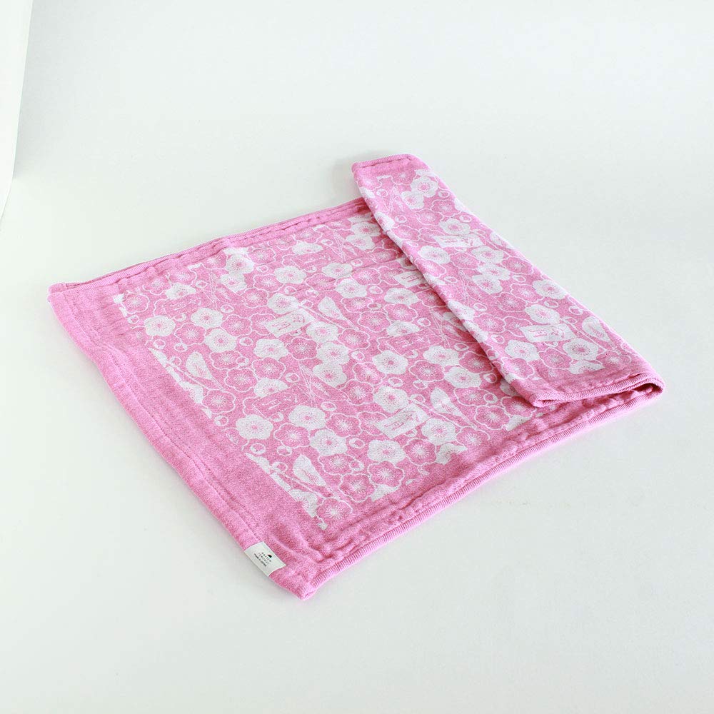 Imabari Towel Contex Discharge Printed Tenugui High-Color (Pink/Plum Blossom)