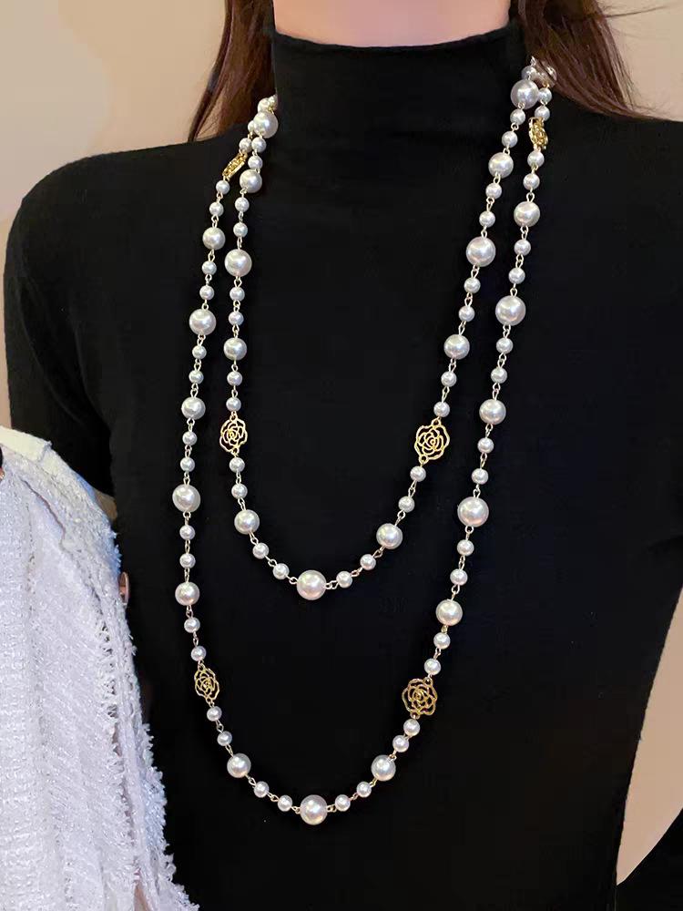Women's Luxurious Layered Long Pearl Necklace - High-End Sweater Chain 2025 Design