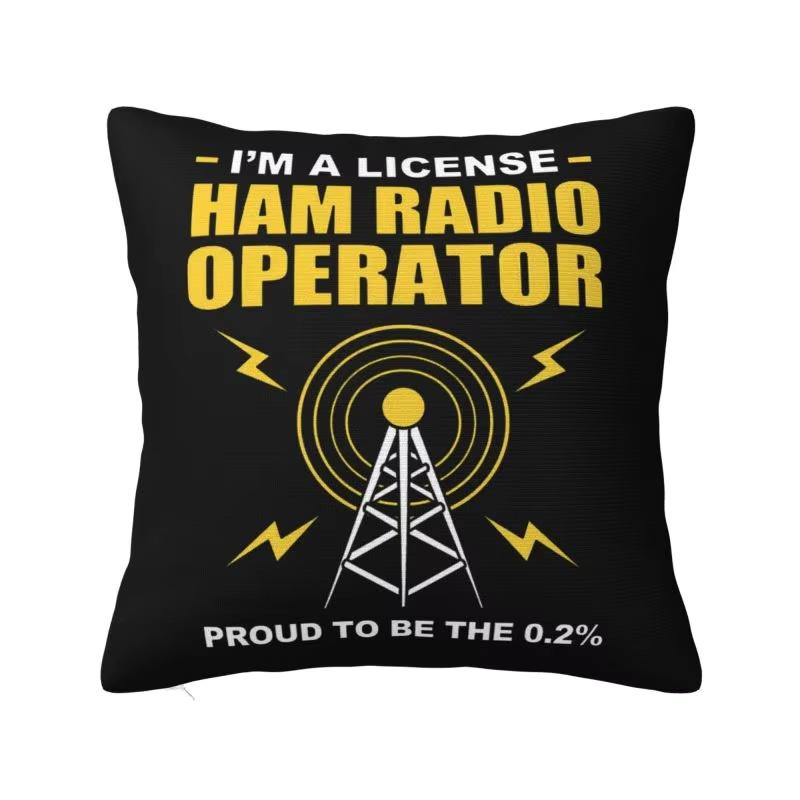 pc Retro Ham Radio Enthusiast Throw Pillow Cover D DoubleSide Print Polyester Cushion Case for Home Sofa Car Man Cave Decor