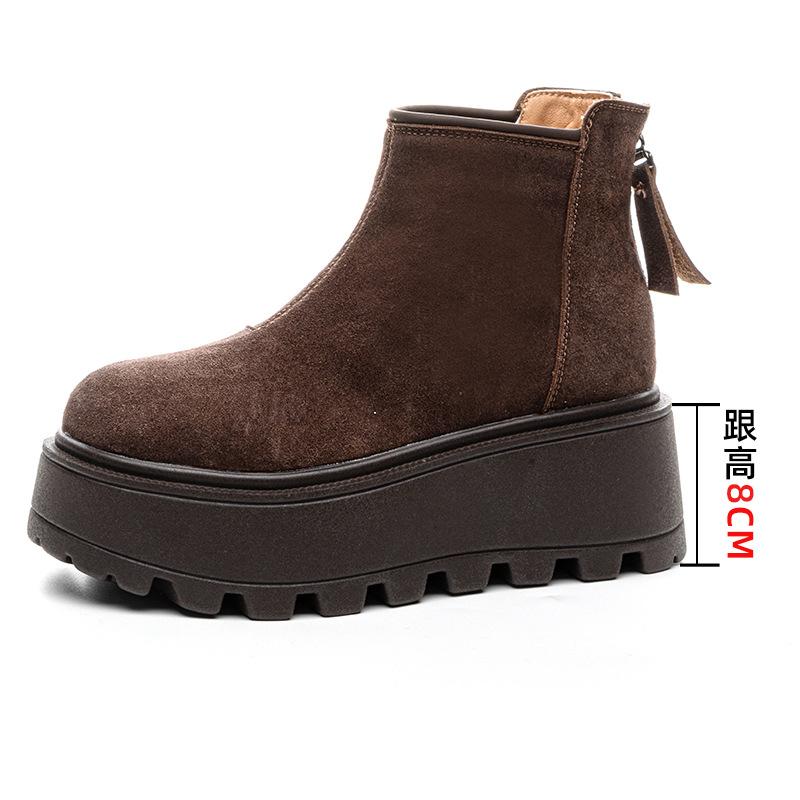Casual Short Boots Women's 2025 New Martin Boots Non-slip Heightening Thick-soled Snow Boots Children's Autumn and Winter Leather Women's Shoes