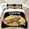 Tintins Dynamische Abenteuer Druck 3-teiliges Bettwäsche-Set Bettbezug mit 2 Kissenbezügen Zuhause Geburtstagsgeschenk