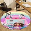 Gabby's Dollhouse Pattern Round Rug, Indoor/Outdoor Mat, for Picnic, Gameroom, Bedroom, Office, Living Room, Home Decor Carpet, Birthday Gift