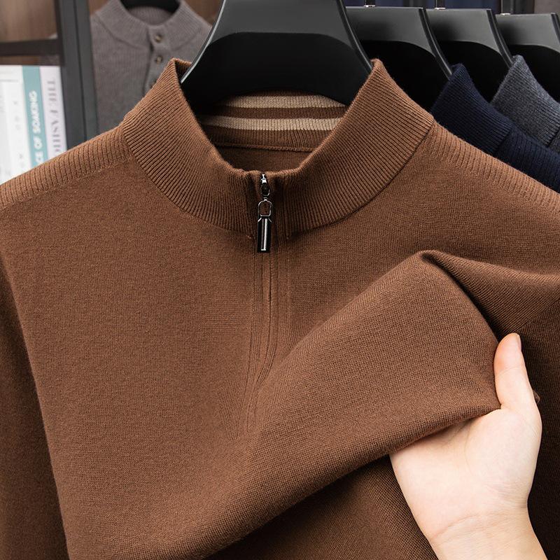 Puyuan 100% Wool Men's Half-Zip Sweater - Thick, Warm, Lightweight, and Luxurious Long-Sleeve Design