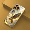 Cool Golden Eagle Pattern Gold Metallic Paint Glass Phone Case For iPhone 17 16 15 14 13 12 11 Pro Max 15 Plus 17 Air 16E Cover
