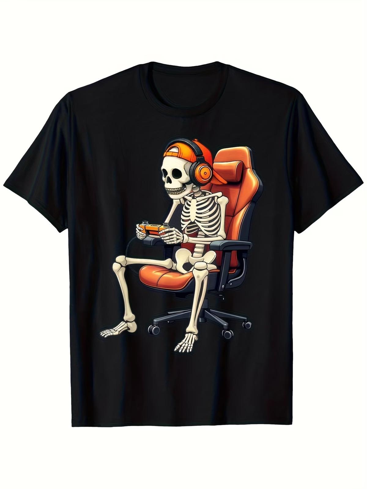 

Men s & Boys Vintage Gaming T-Shirt - Retro Skeleton Video Game Character Graph S разноцветный