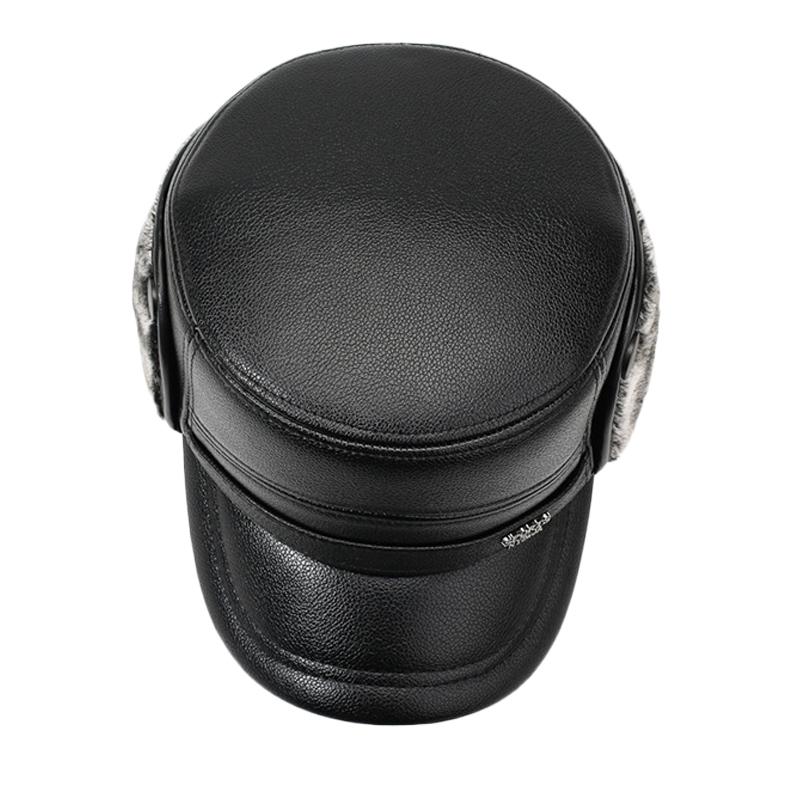 Middle-Aged and Elderly Hat Men's Winter Warm Father Grandfather Leather Hat Velvet Cold-Proof Old Man Ear Protection Flat Cap
