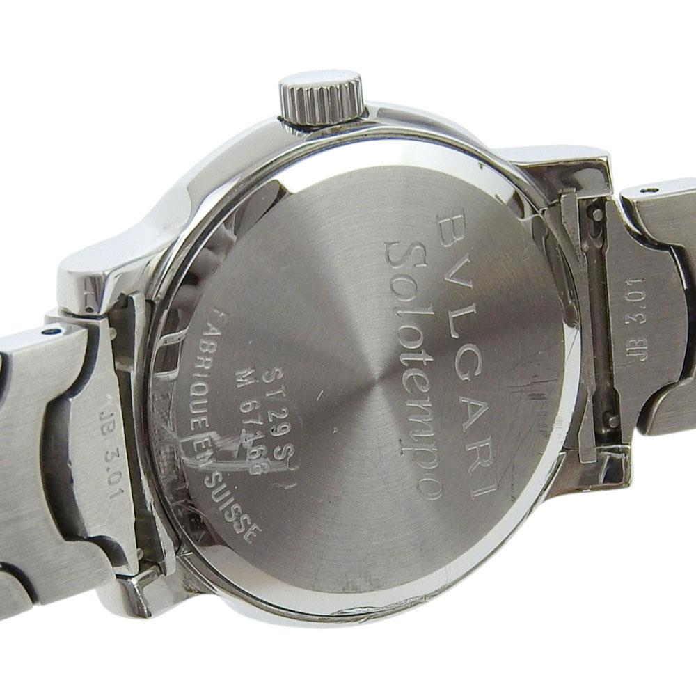 BVLGARI Solo tempo Watches ST29S blackDial Stainless Steel Quartz Analog display Women Used