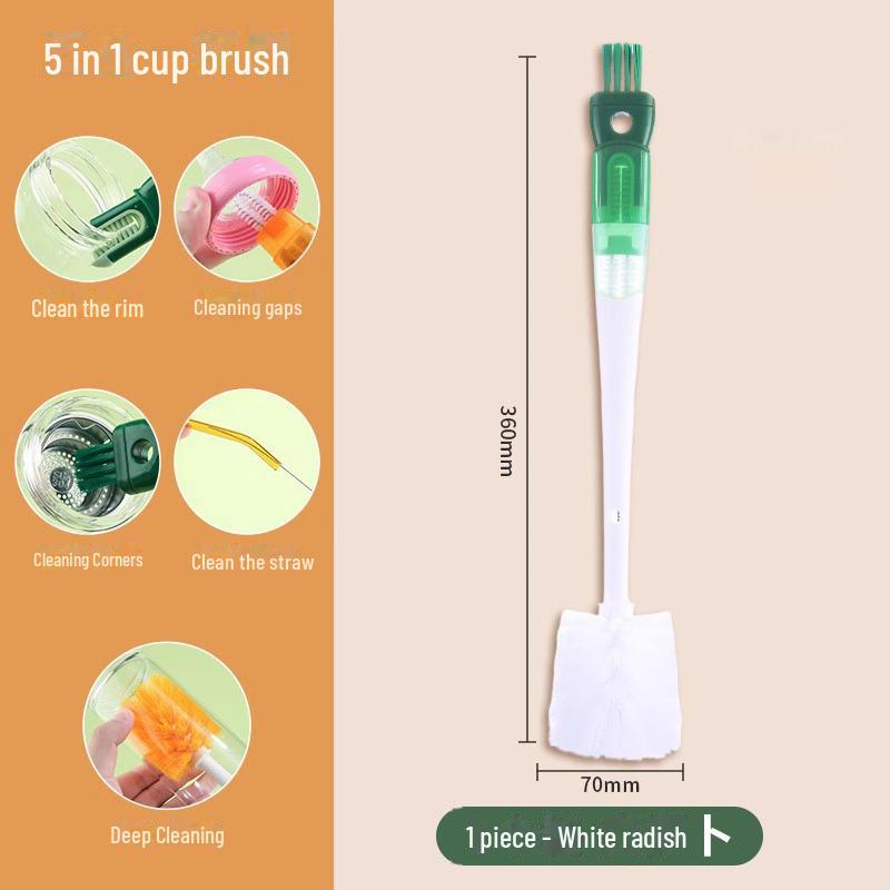 Multifunctional Long Handle Cup & Straw Cleaning Brush Set (5-in-1)