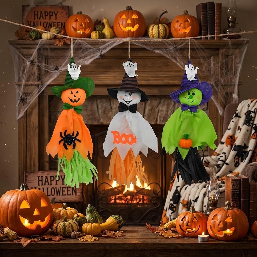 Halloween Hanging Ghost Pumpkin Windsock Outdoor Garden Lawn Party Decoration Scary Hanging Pendant Holiday Decor