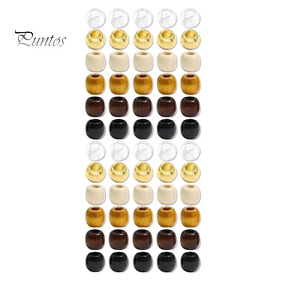 Multi-strand Braid Beads 60Pcs Dreadlock Hair Accessories, Large Hole for Thick Braids And Kids Adult Dreadlocks, Multi-Color Imitation Wood