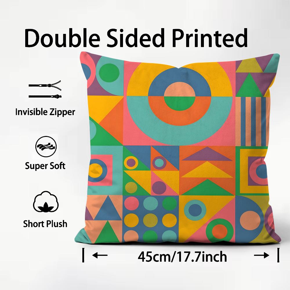 Geometric Patterns Luxury Cushion Cover Plush Fabric Soft DoubleSided Printed Sofa Warm Winter Home Child Gift Pillow Case