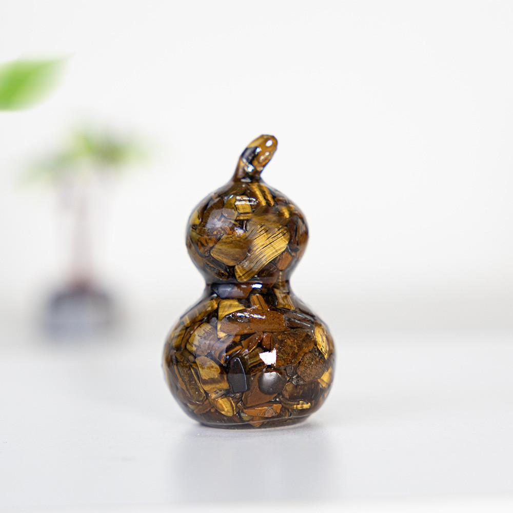 Resin Filled Natural Crystal Gourd Ornaments For Home Decor Gift Ideas