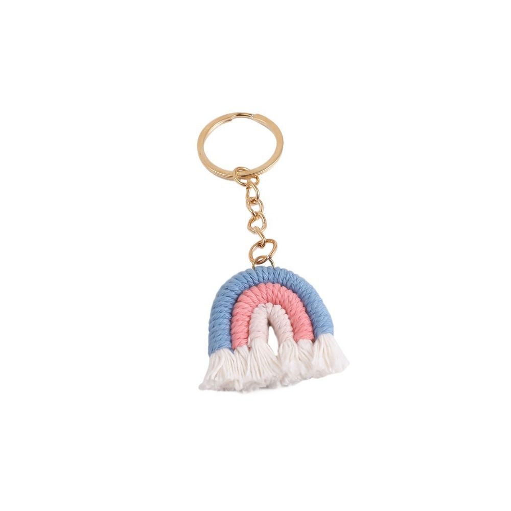 Pretty Three Color Rainbow Key Chain Fashion Knitted Rainbow Keychain  Girl