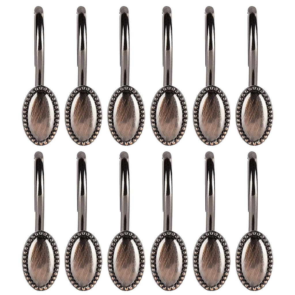 Duschdraperikrokar Legerade Ringar för Gardiner Gardiner Hängare 12 st Rostfritt Zinklegering Duschkrok Set för Hem och Hotell