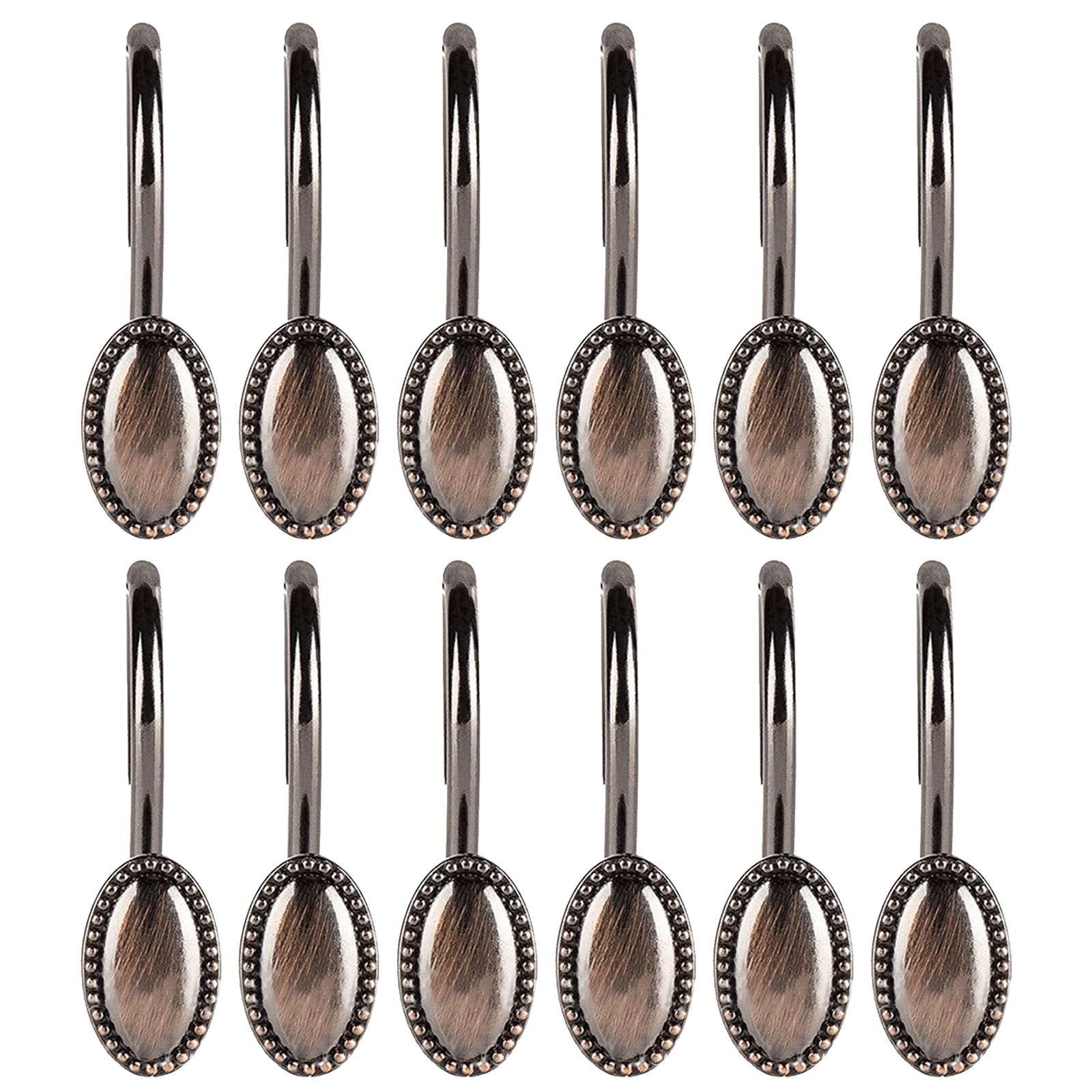 

Shower Curtain Hooks Alloy Curtain Rings Curtain Hangers 12Pcs Stainless Zinc Alloy Shower Hook Set for Home and Hotel бронзовий