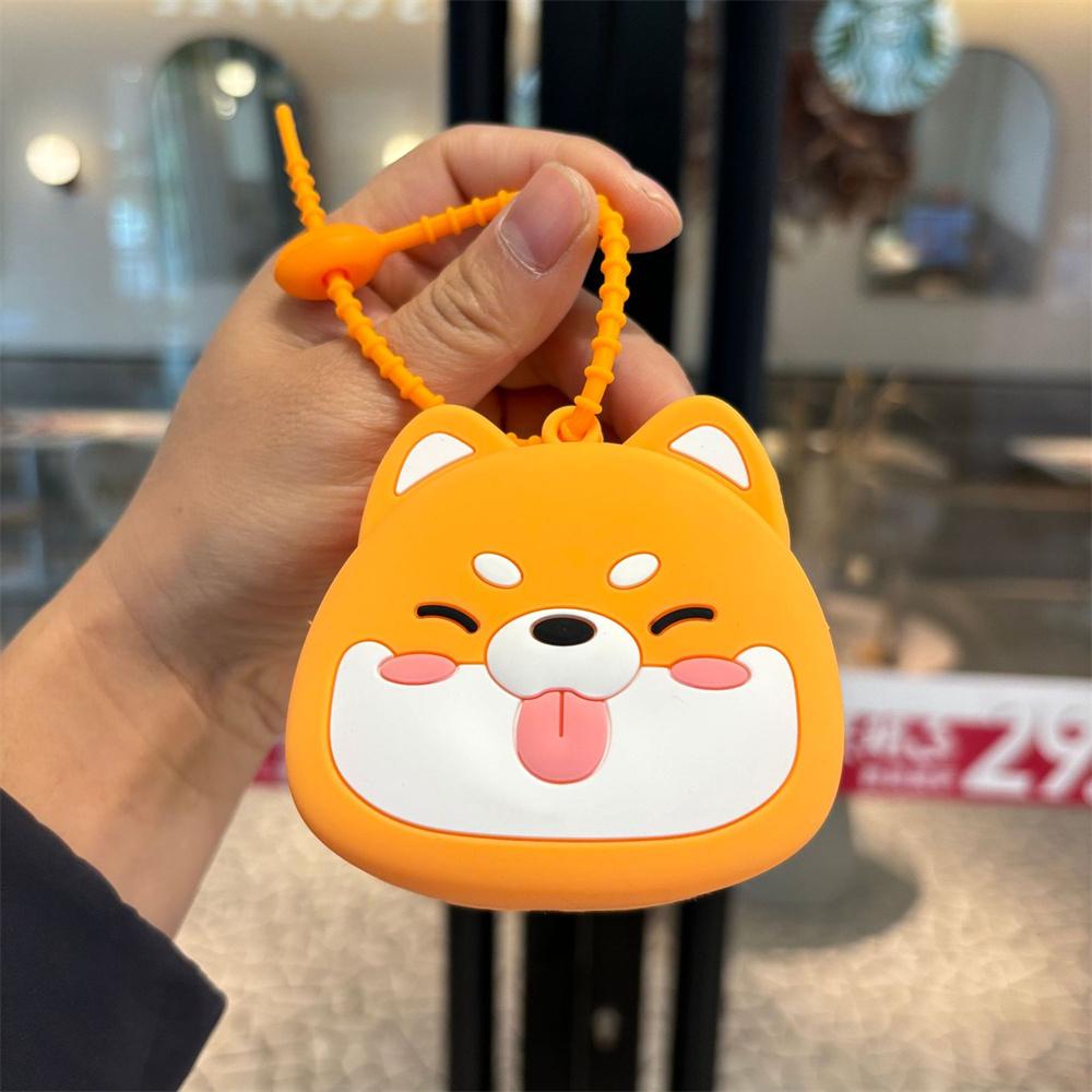 Cute Silicone Coin Purse Wallet Keychain Cartoon Cat Dogs Kids Key Wallets Portable Lipstick Earphone Storage Bag Children Gift