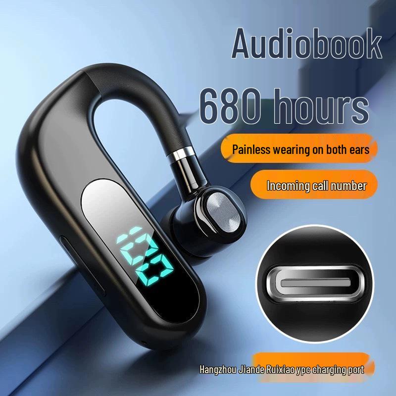 Green Bluetooth Ear-Hook Headset for Drivers - Long Battery Life for Food Delivery and Driving.
