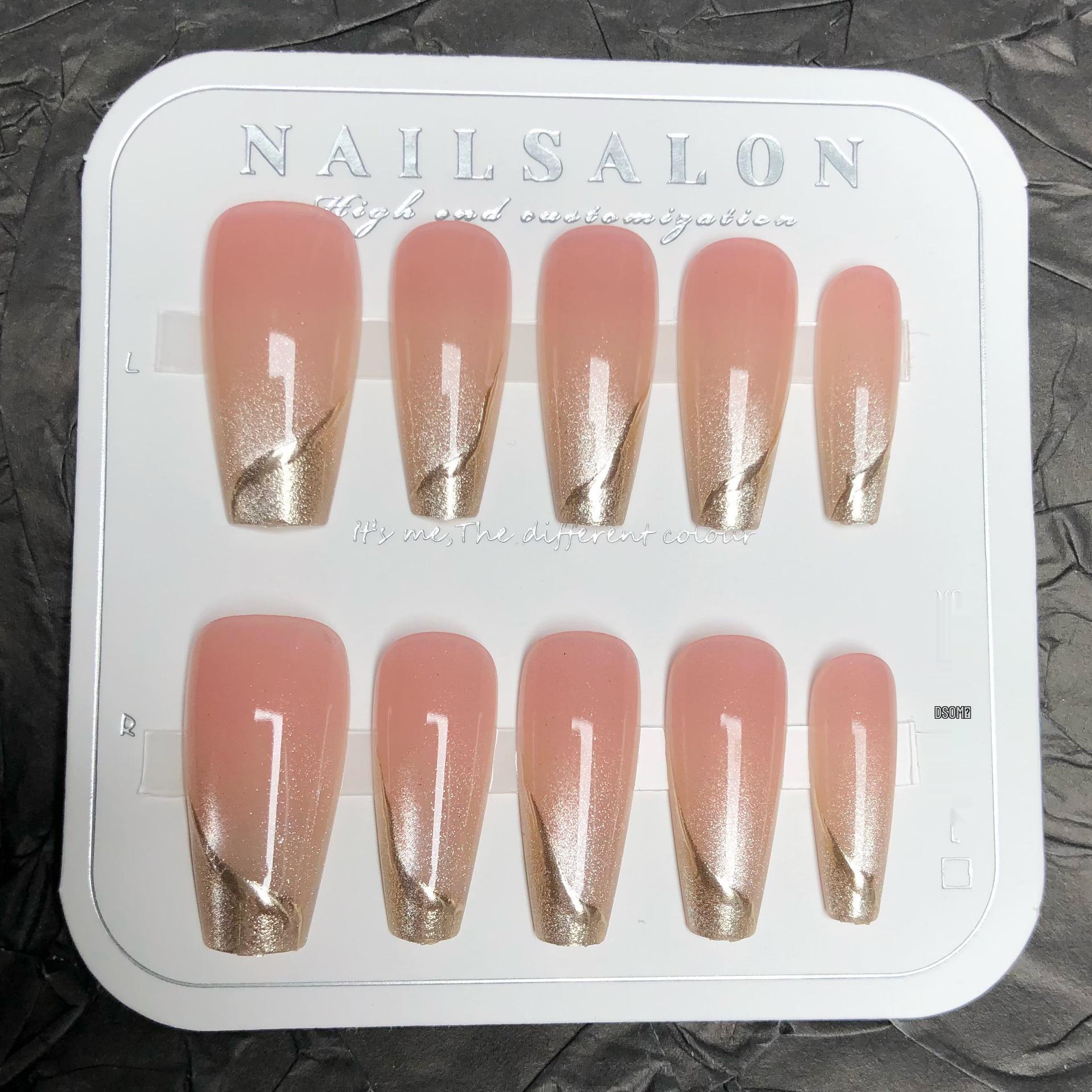 

Sweet Desire Gradient Nude Pink Nails with Rhinestones & Glitter