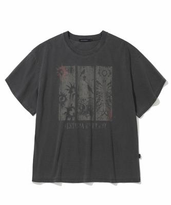 NOT4NERD Omens Pigment Loose Cropped T-Shirts - Charcoal