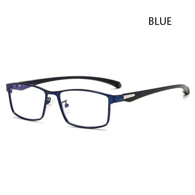 Full Frame Square Myopia Glasses Metal Anti Blue Light Prescription Spectacles 0 To 6 0 Degrees For Men Women